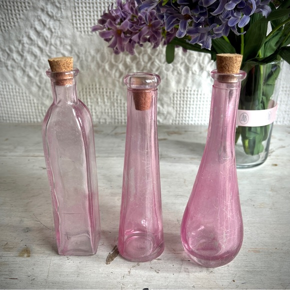70s VINTAGE PINK Glass Bottles/Party Decor Wedding Birthday-Showers $29 each - Picture 2 of 4